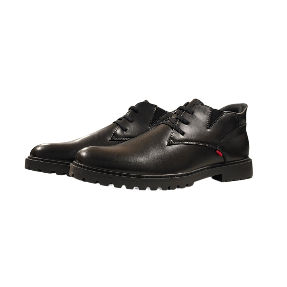 Men's Black Leather Lace-Up Chukka Boots